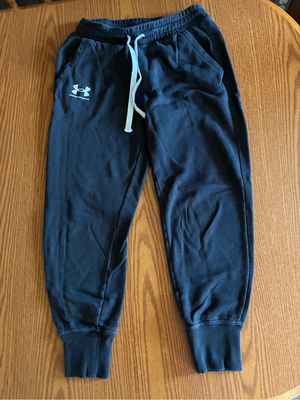 Under Armour Women’s Black Jogger Pants with White Drawstring